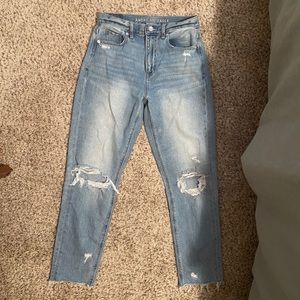 American eagle distressed high rise mom jeans